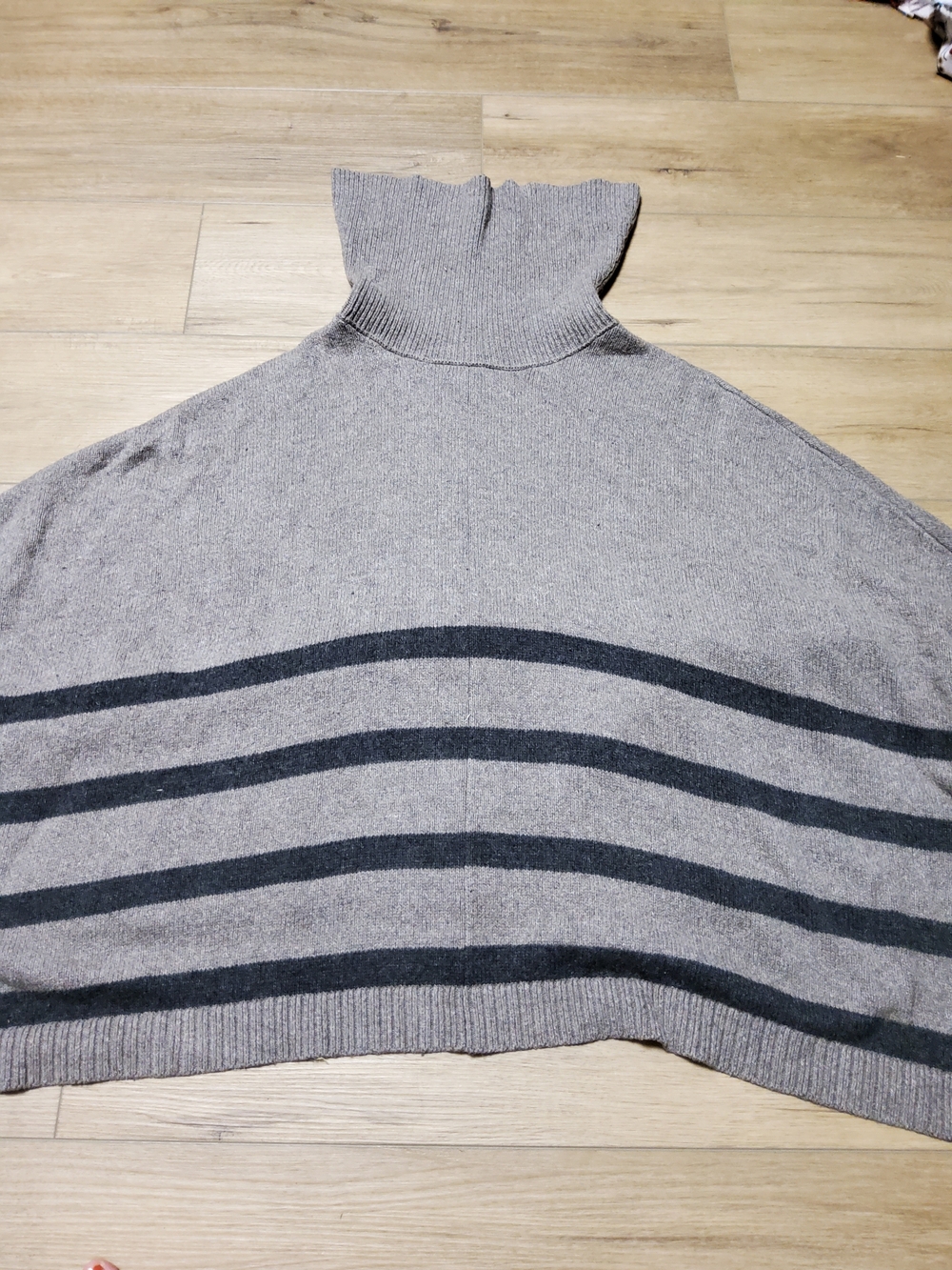 Banana Republic Oversized Ribbed Knit Striped Turtleneck Poncho Sweater